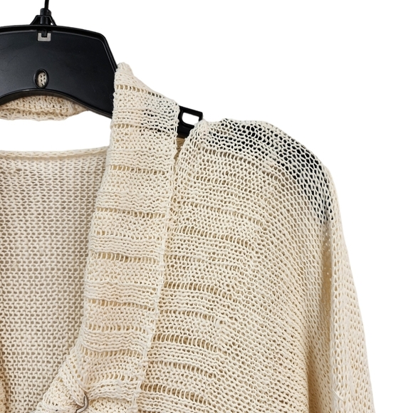 Crea Concepts Women's Cutout Neckline Knitted Open Cardigan Sweater- S - Picture 2 of 8